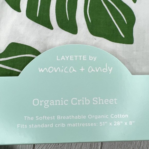 Crib Sheets 2 Fitted Baby Crib Sheets Green Leafs New Organic Cotton - Picture 4 of 4
